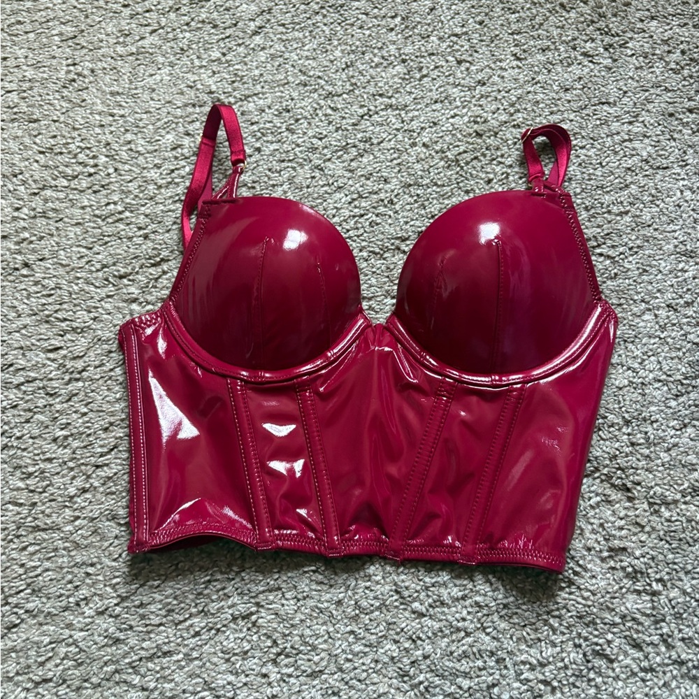 Shiny Red Bustier Top
